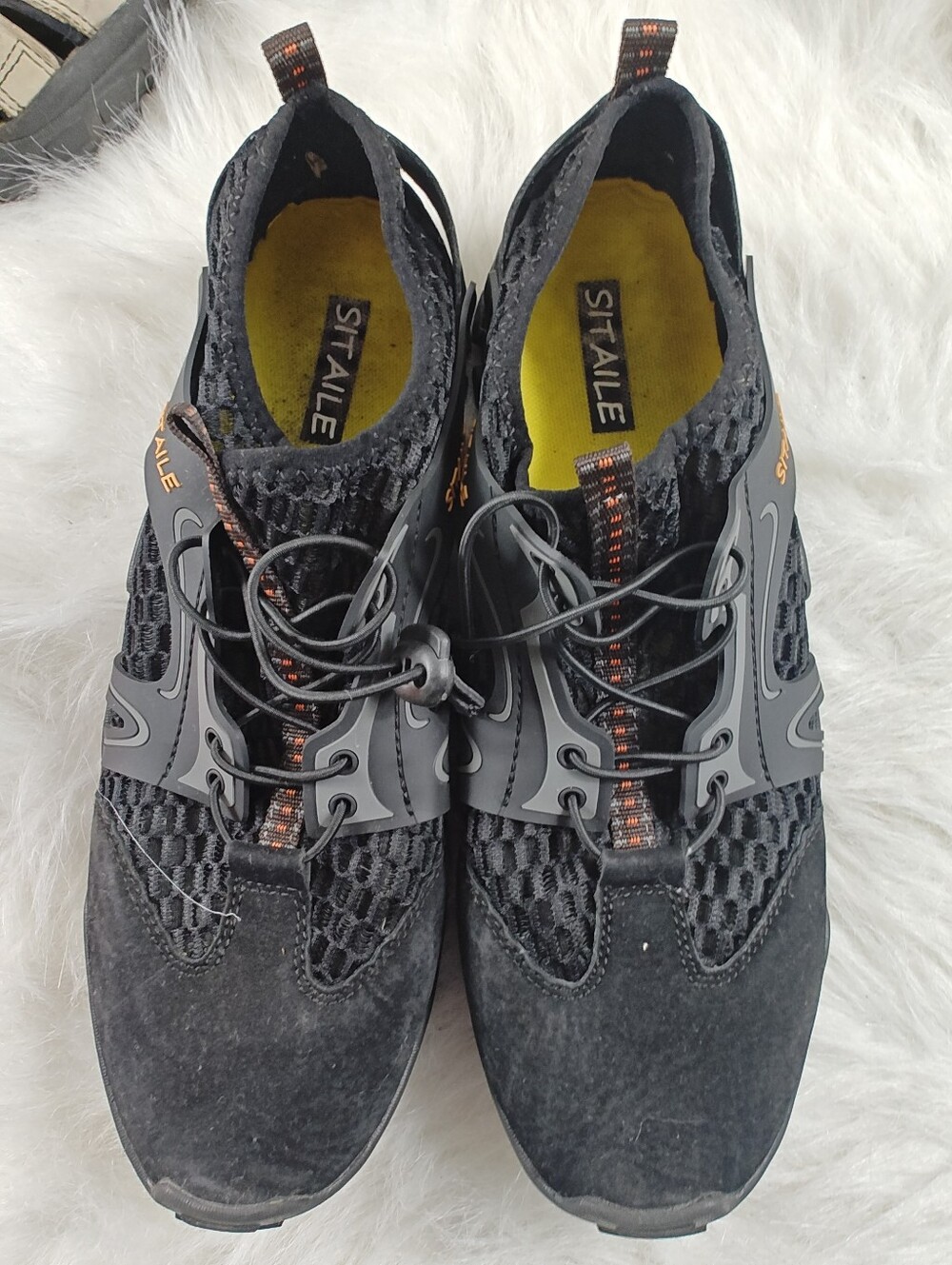 SITAILE Black Yellow Athletic Shoes Men Size 44 US 10 Lightweight Sport Sneakers - Picture 7 of 11
